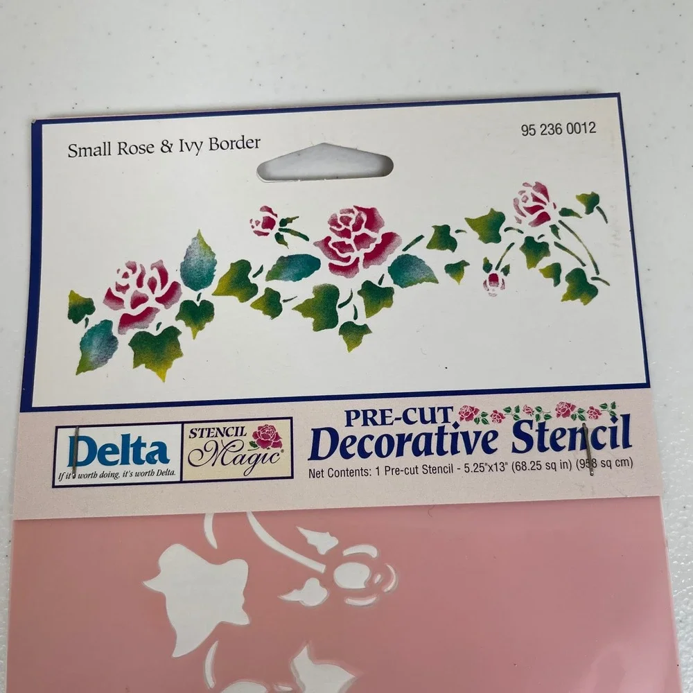 Vintage Delta Stencil Magic Small Rose Ivy‎ Border Pre-Cut Decorative 90s Whimsy